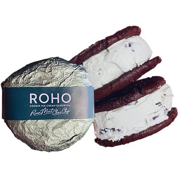 Roho Cookie Ice Cream Sandwich Vegan River Mint Choc Chip 175g x 7