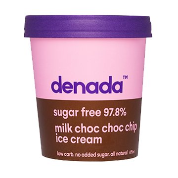Denada Sugar Free Ice Cream Milk Choc Choc Chip 475ml x 6