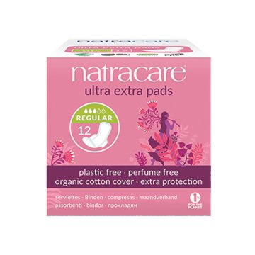 Natracare Organic Cotton Ultra Extra Pads with Wings Regular 12pk