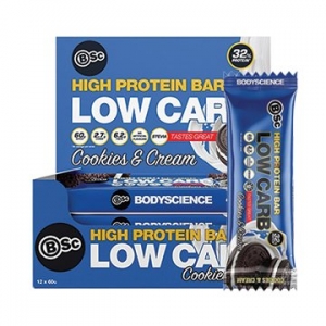 Body Science High Protein Low Carb Bar Cookies & Cream 60g x 12