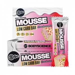 Body Science High Protein Low Carb Mousse Bar Strawberries and Cream 55g x 12
