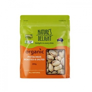 Natures Delight Organic Pistachios Roasted & Salted 200g