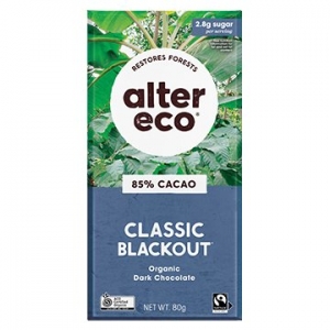 Alter Eco Organic Vegan Dark Chocolate Classic Blackout (85%) 80g x 12