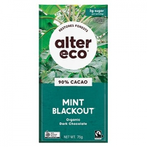 Alter Eco Organic Vegan Dark Chocolate Mint Blackout (90%) 75g x 12