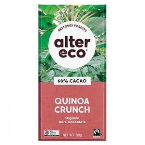 Alter Eco Organic Vegan Dark Chocolate Quinoa Crunch (60%) 80g x 12