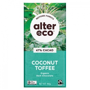 Alter Eco Organic Dark Chocolate Coconut Toffee (47%) 80g x 12