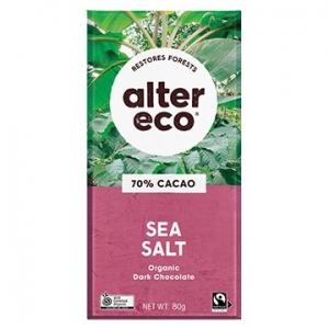 Alter Eco Organic Vegan Dark Chocolate Sea Salt (70%) 80g x 12