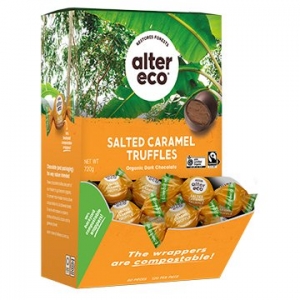 Alter Eco Organic Dark Chocolate Truffles Salted Caramel Counter Display 12g x 6