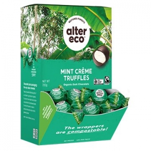 Alter Eco Organic Dark Chocolate Truffles Mint Crème Counter Display 12g x 60