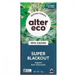 Alter Eco Organic Vegan Dark Chocolate Super Blackout (90%) 75g x 12