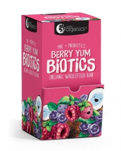 Nutra Organics Berry Yum Biotics Bar Counter Display 30g x 30