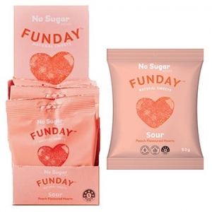 Funday Natural Sweets Sour Peach Hearts 50g x 12